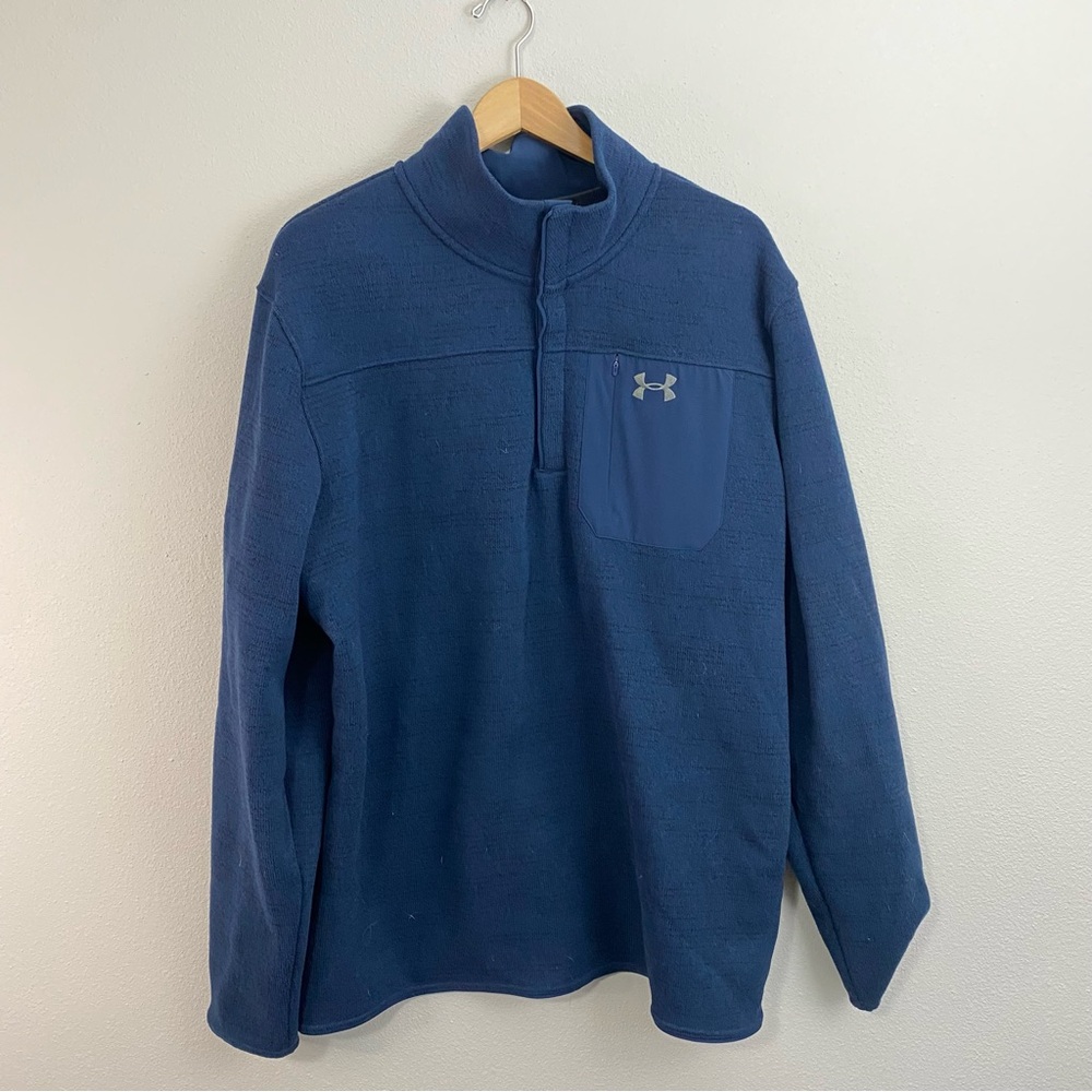 Under Armour Navy Blue‎ 1/4 Button Up Pullover Sweatshirt Men’s XXL